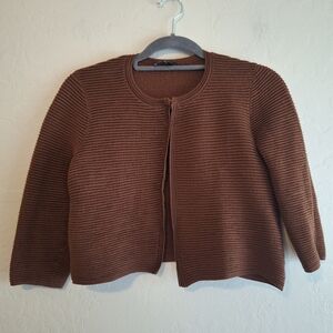 Lafayette 148 brown cropped wool sweater small